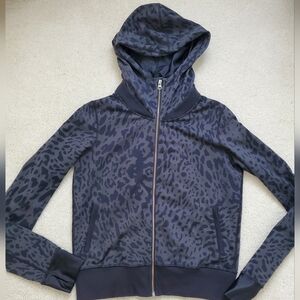 Lululemon Namaskar Animal Leopard Swirl Deep Coal Black Zip Up Hoodie sz8